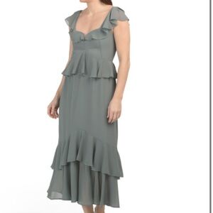Show Me Your MuMu Ruffled Midi Dress in Slate